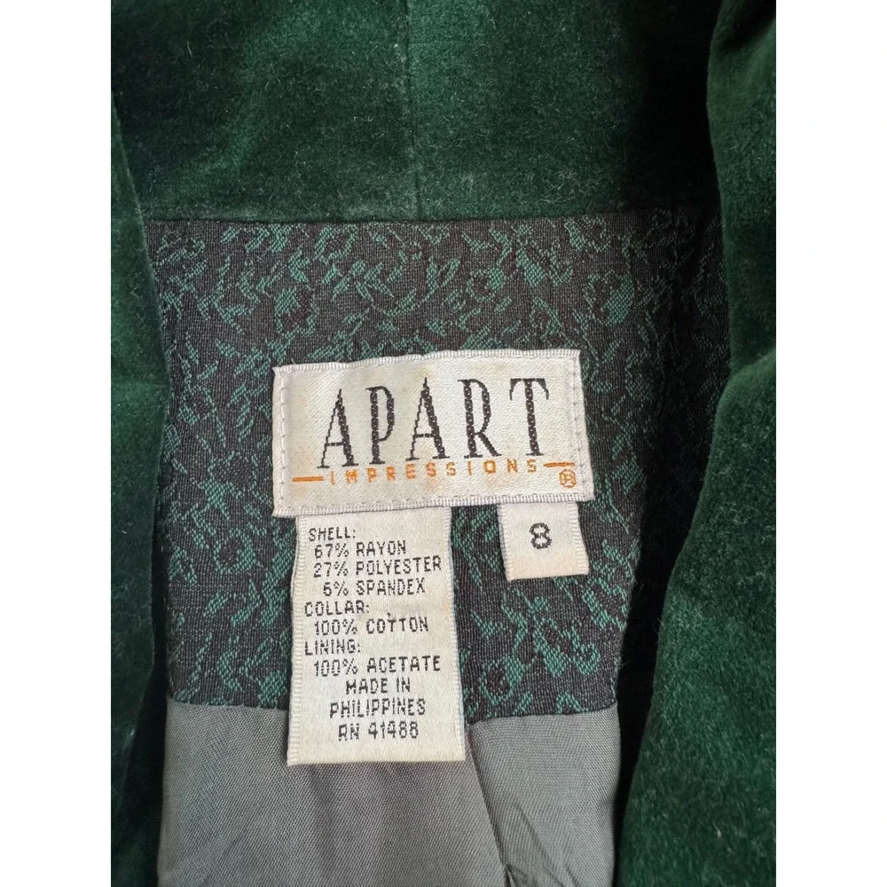Apart Impressions Vintage Womens Green Dress Coat‎ Long Blazer Size 8